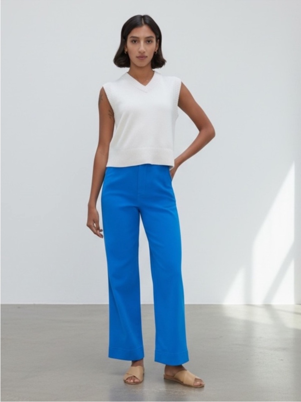 EVERLANE The Organic Wide-Leg Pant size 16 Lapis Blue